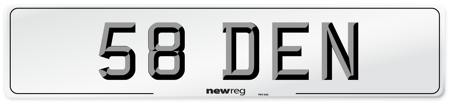 58 DEN Number Plate from New Reg